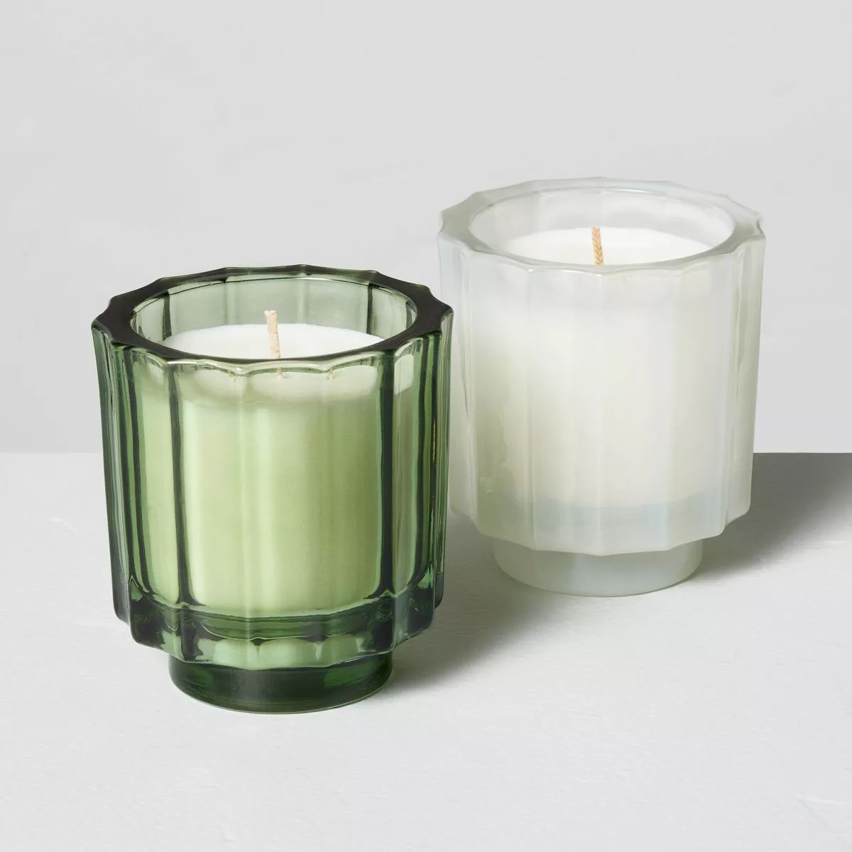 2pk Fluted Glass Candle Gift Set - Cypress & Pine/Mulled Spice 4.6oz - Hearth & Hand™ with Magn... | Target