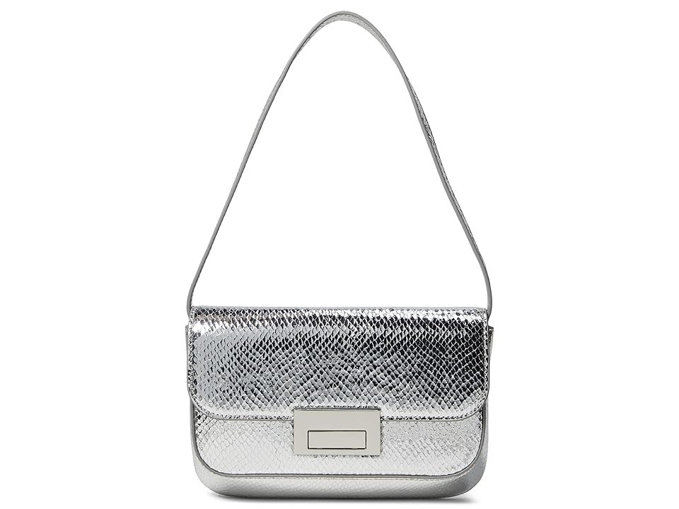 Loeffler Randall Stefania Leather Flap Baguette Shoulder Bag Shoulder Women's Handbags Silver | Zappos