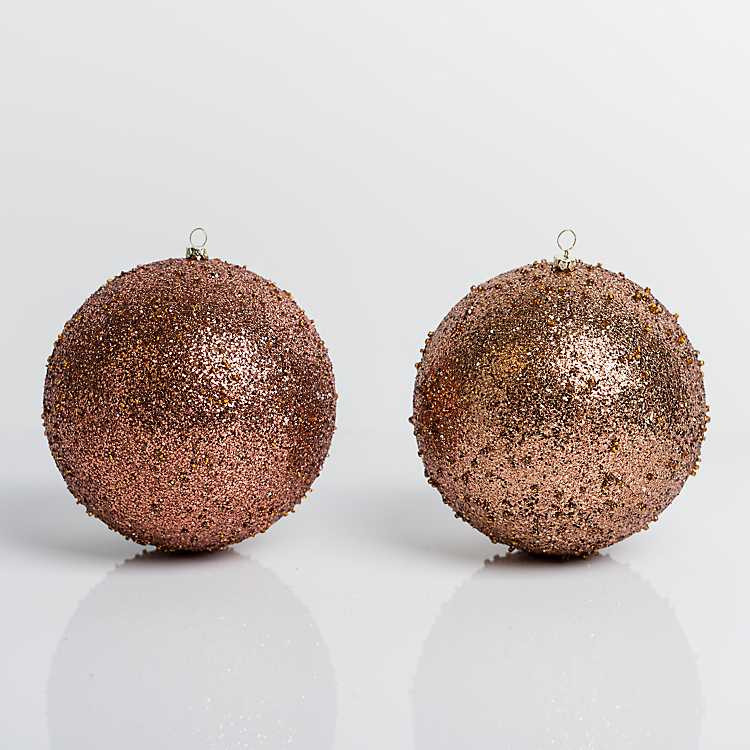 Mocha Glitter Beaded 2-pc. Ornament Set, 6 in. | Kirkland's Home