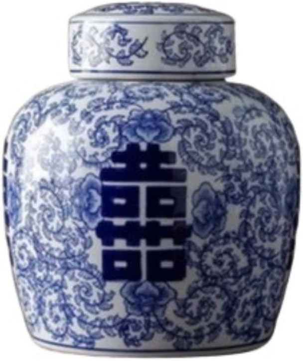 Temple Jar Decorative Ceramic Vase with Lid Blue Decorative Porcelain Jars Temple Jar with Lids H... | Amazon (US)