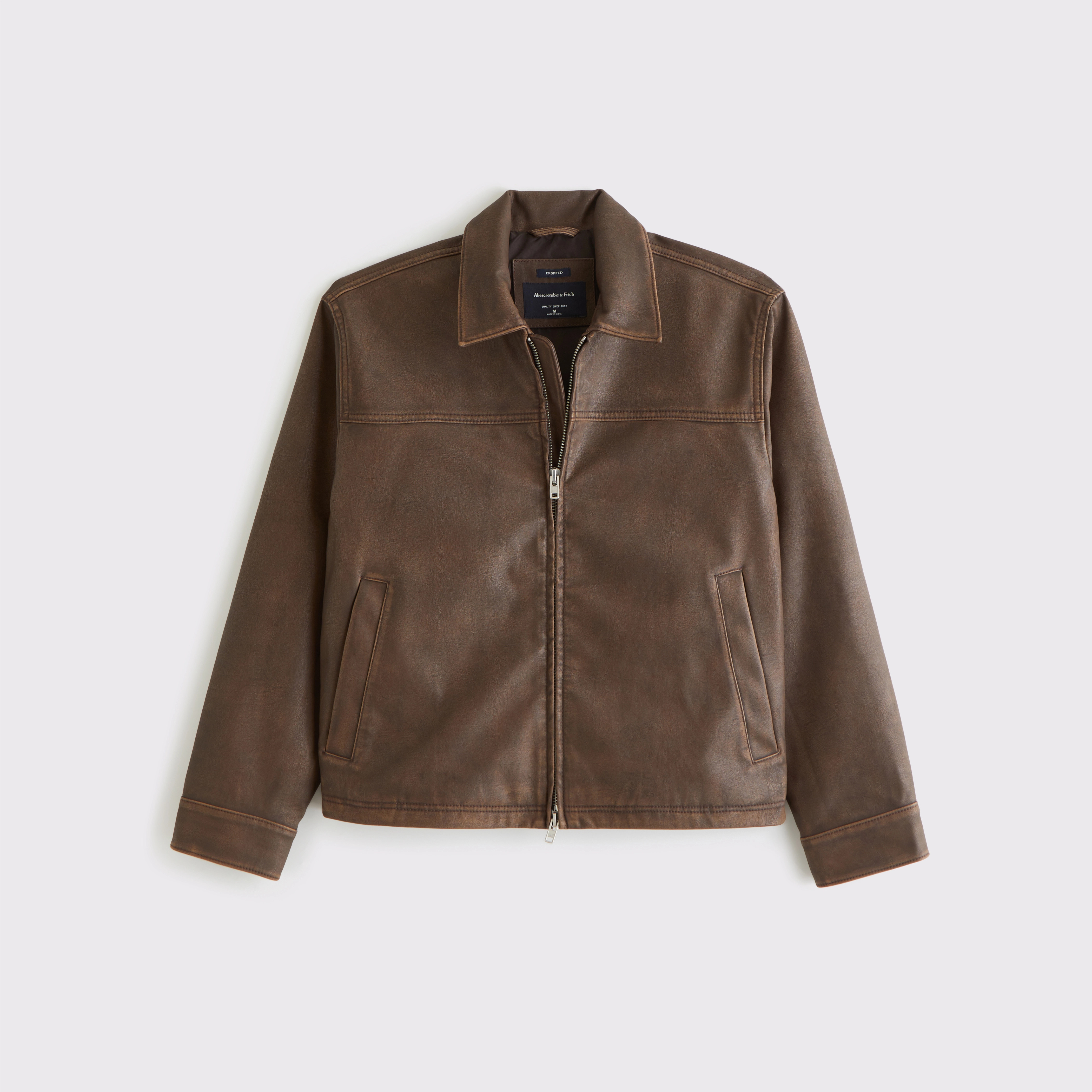 Easy Vegan Leather Zip Jacket | Abercrombie & Fitch (US)
