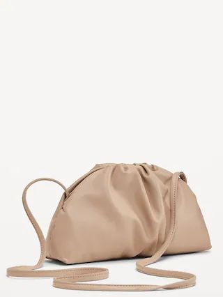 Faux-Leather Gathered Clutch Crossbody Bag | Old Navy (US)