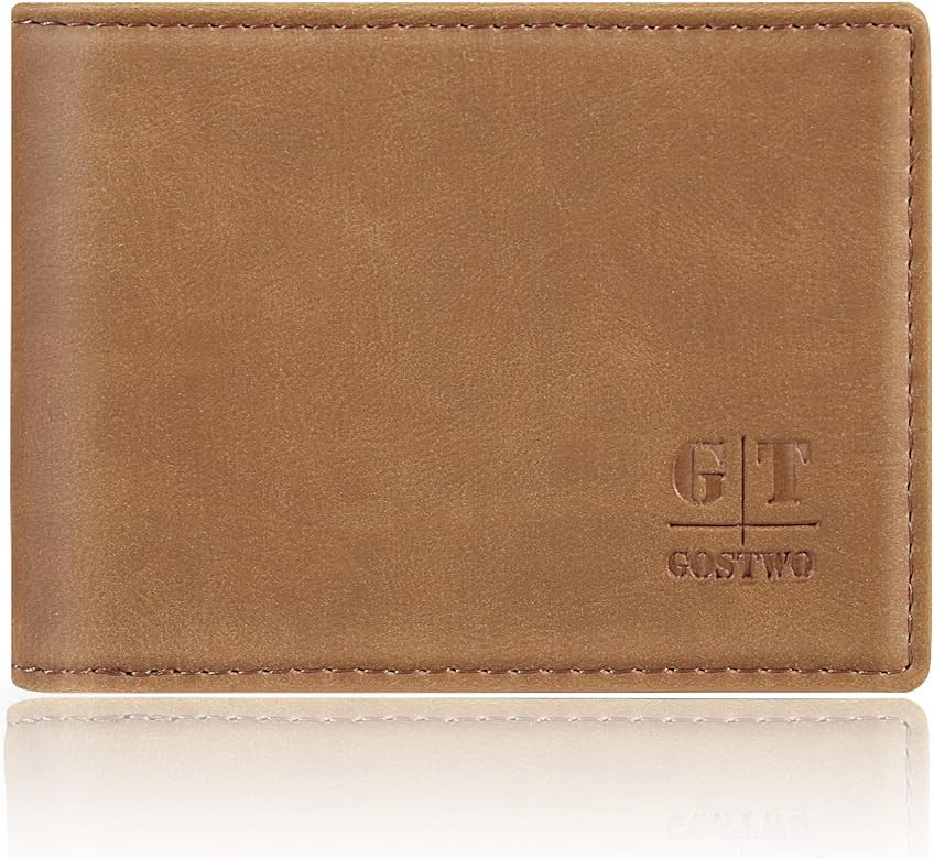 Gostwo Mens Slim Minimalist Front Pocket Wallet Genuine Leather ID Window Card Case RFID Blocking | Amazon (US)