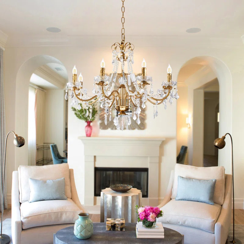Jonetta 39" Vintage Candle Chandelier 8 - Light Dimmable with Crystal Accents | Wayfair North America