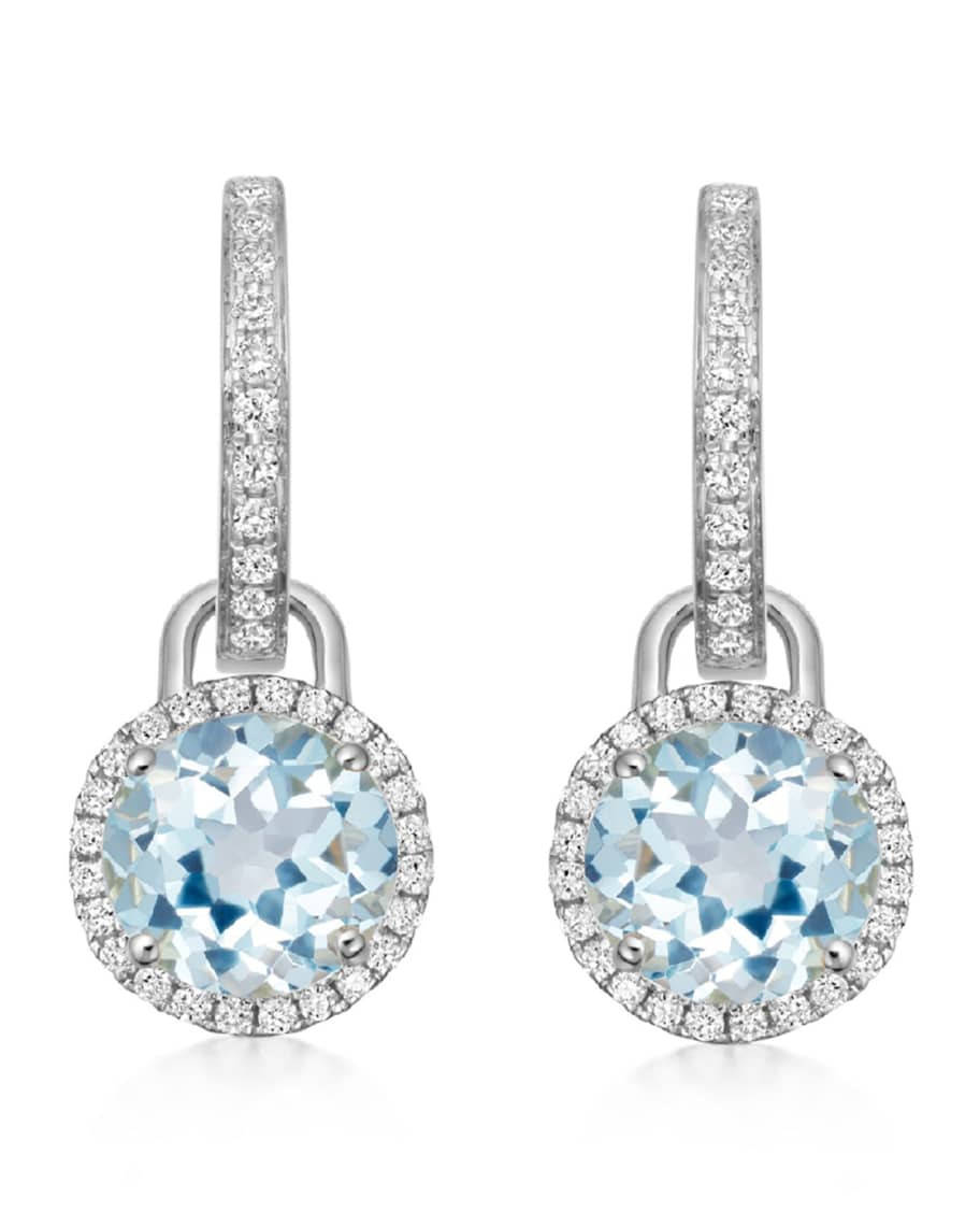 Grace 18k White Gold Mini Blue Topaz Diamond Drop Earrings | Neiman Marcus