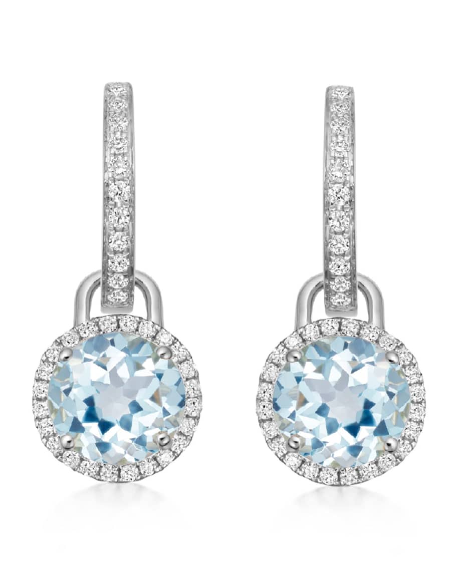 Grace 18k White Gold Mini Blue Topaz Diamond Drop Earrings | Neiman Marcus