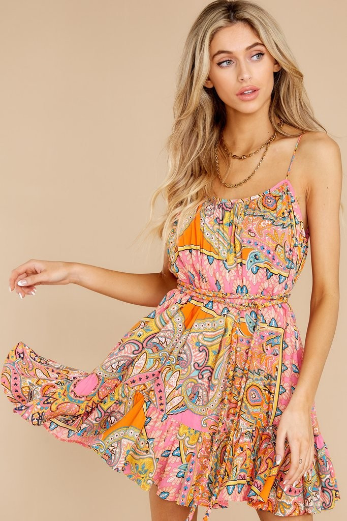 Best Regards Pink Multi Print Dress | Red Dress 