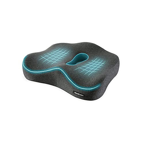 Memory Foam Seat Chair Cushion for Relieves Back Sciatica Pain Tailbone Pain Coccyx Degenerating Disc Orthopedic Osteoarthritis Prostate Cushion Low Back Pain Cushion Hip Shaping (Dark Gray) | Amazon (US)