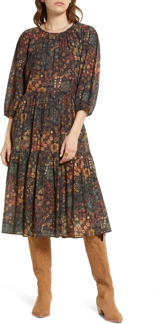 Treasure & Bond Floral Print Tiered Cotton Gauze Dress | Nordstrom | Nordstrom