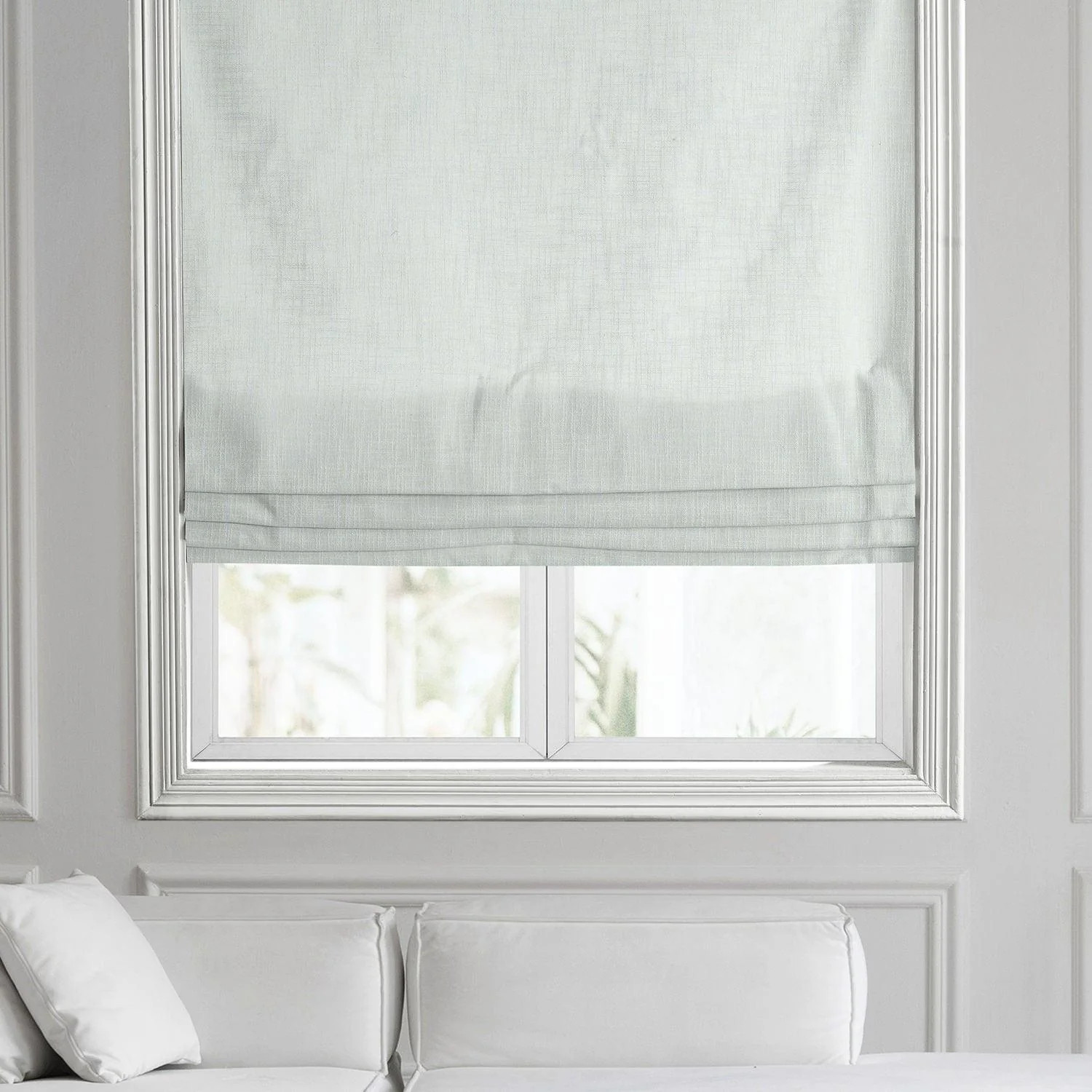 Rice White Heavy Faux Linen Roman Shade | Half Price Drapes