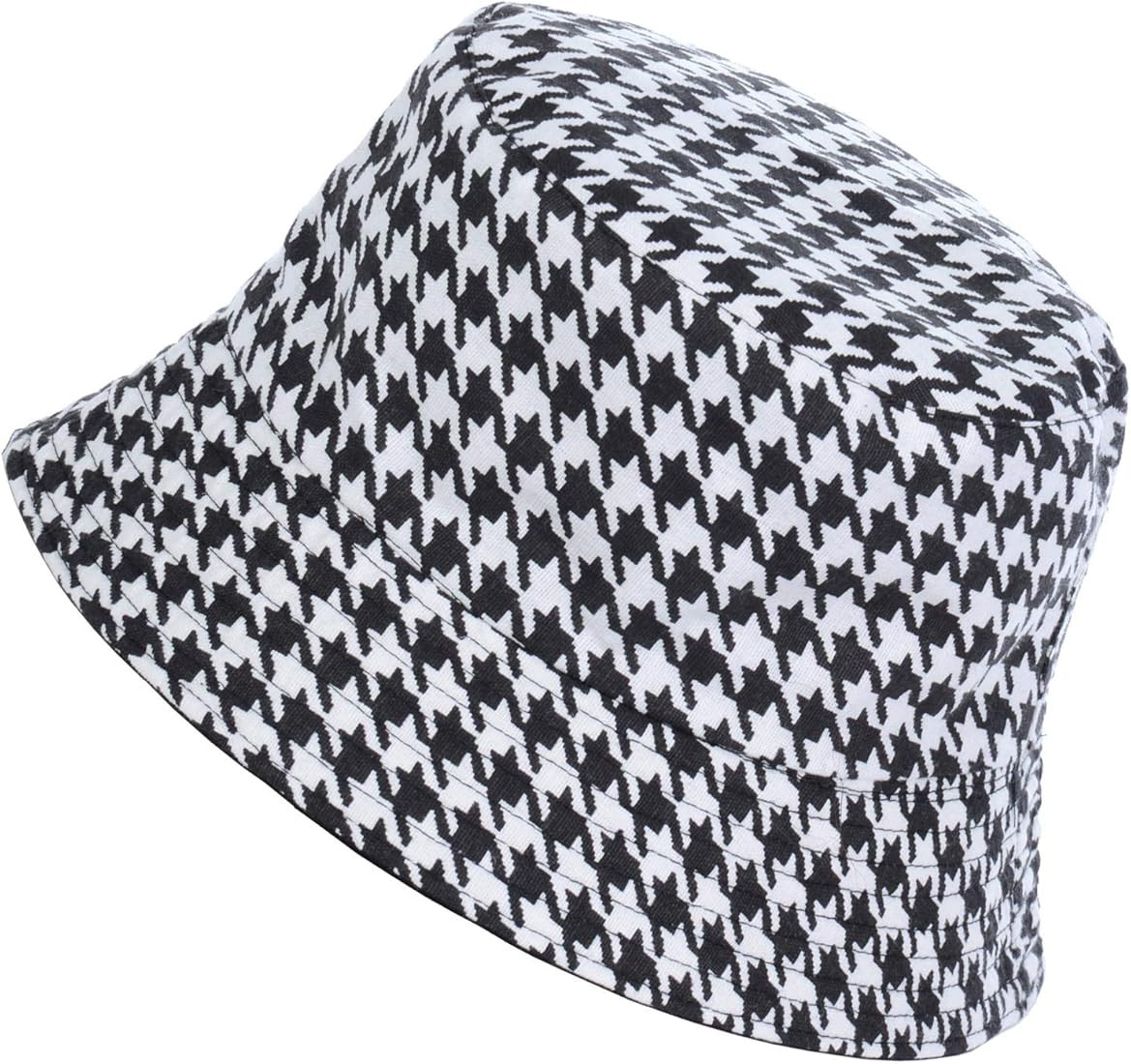 BYOS Summer Fashion Print Cotton Bucket Sun Hat for Men Women, Reversible Black | Amazon (US)