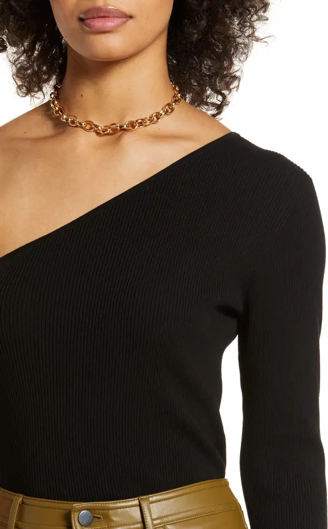 Halogen® One Sleeve Rib Sweater | Nordstrom | Nordstrom