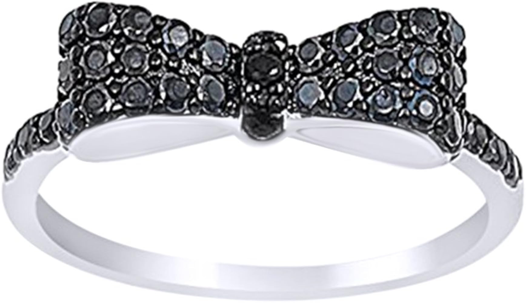 Jewel Zone US 14k Gold Over Sterling Silver Black Cubic Zirconia Bow Tie Fasion Ring | Amazon (CA)
