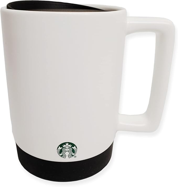 Starbucks 2023 White Mug w/Rubber Bottom & Lid | 14oz | Amazon (US)