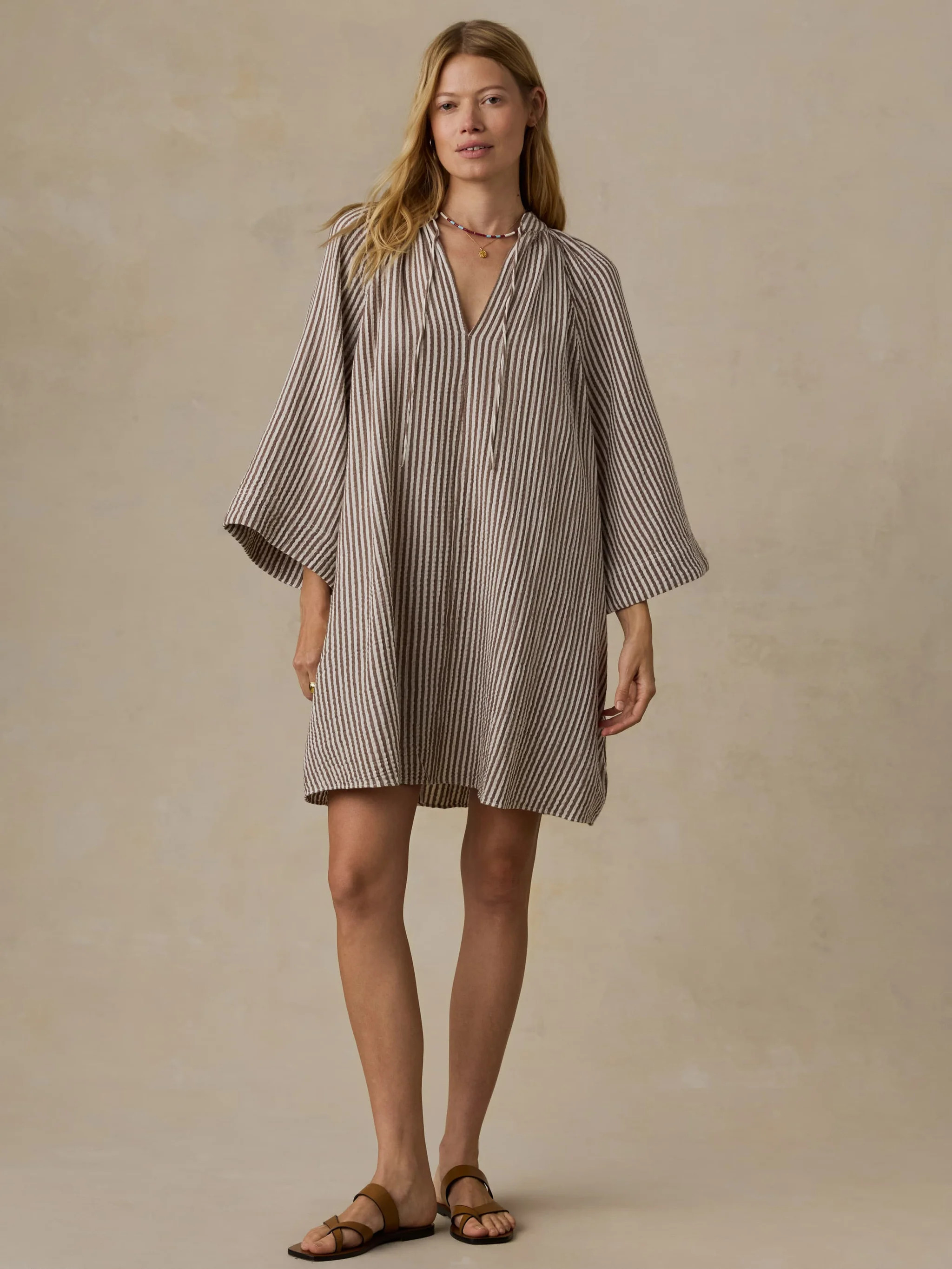 Dune Cotton Gauze Mina Dress - Mocha Mist | Faherty