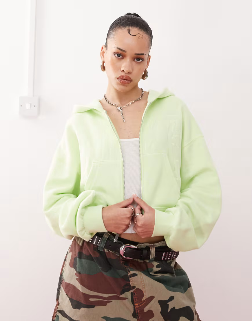 Nike Street cropped full zip hoodie in lime green | ASOS (Global)