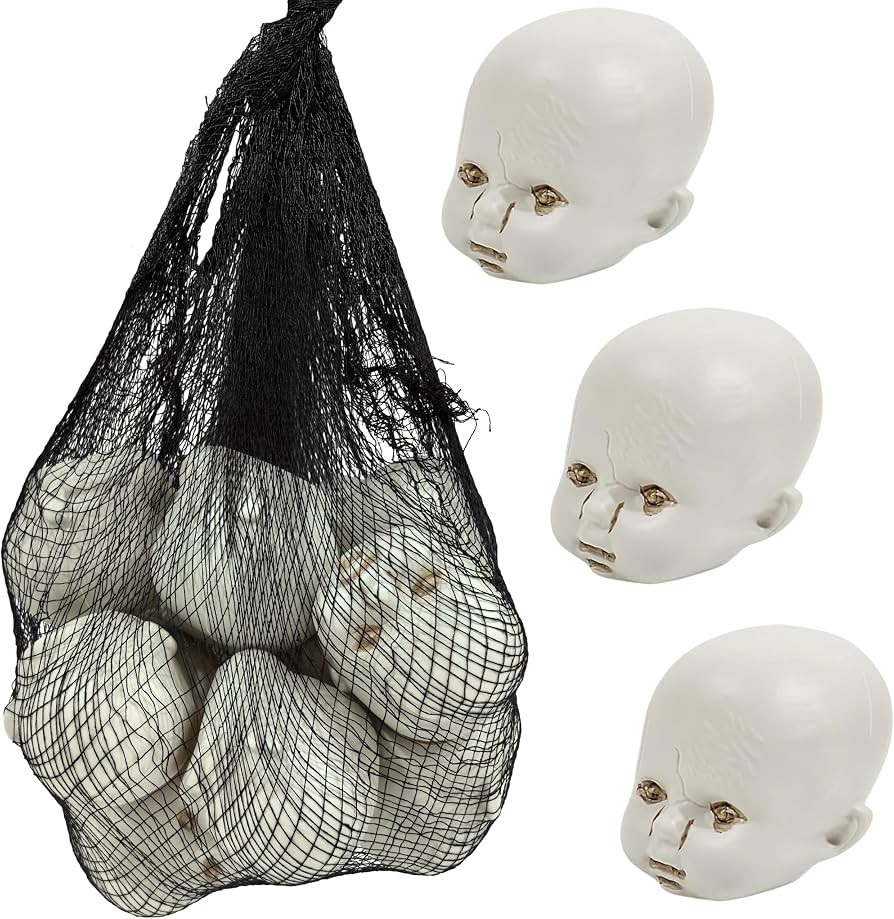 4E's Novelty Halloween Decorations Creepy Bag of Doll Heads 12 Pcs with Mesh Bag, Hanging Creepy ... | Amazon (US)