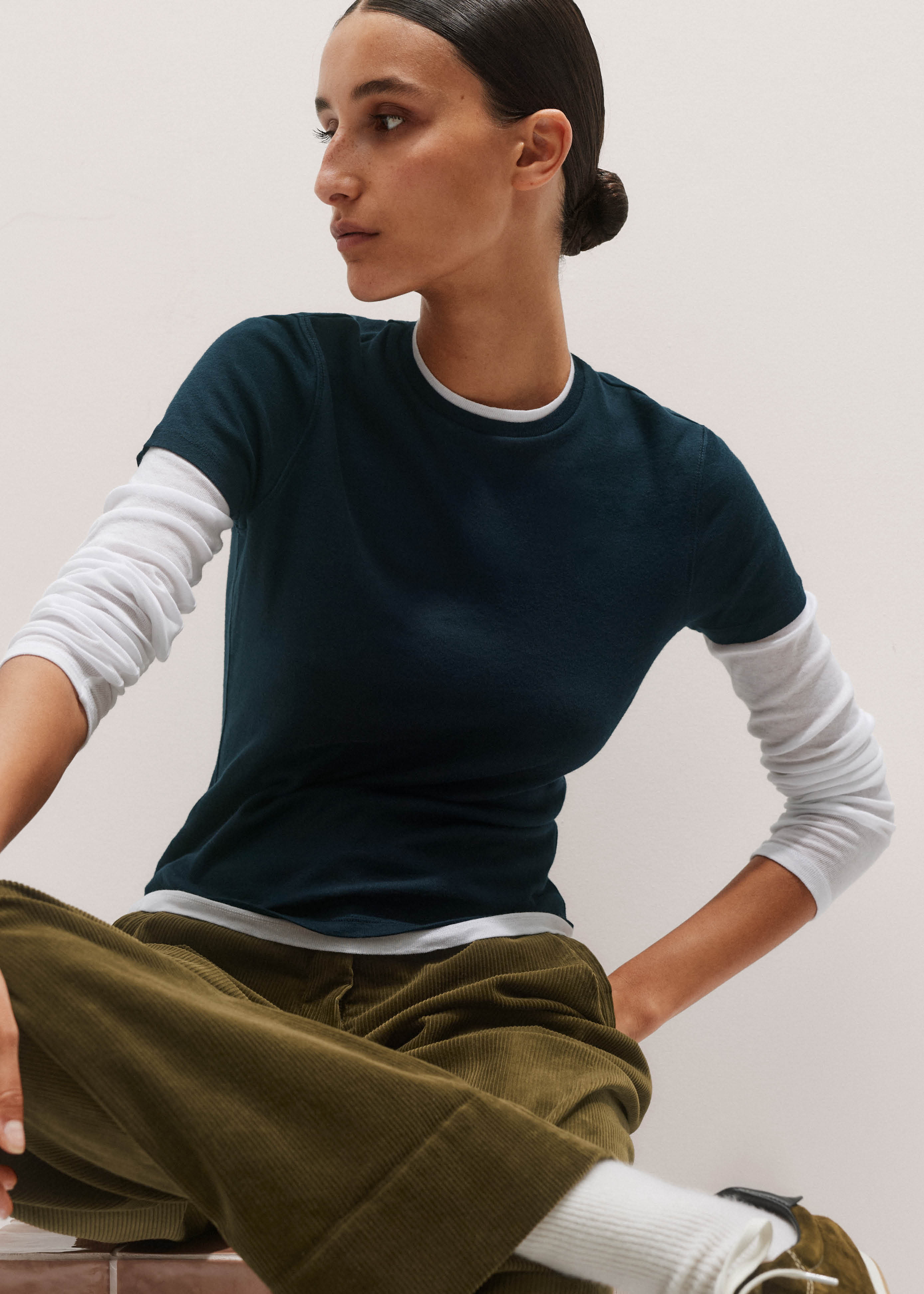 Sheer Rib Double Layer Top Lightweight Cotton Jersey | ME+EM Global (Excluding US)