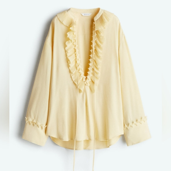 H&M S/S 2025 The STUDIO Ruffled Tunic Pale Yellow Brand New | Poshmark