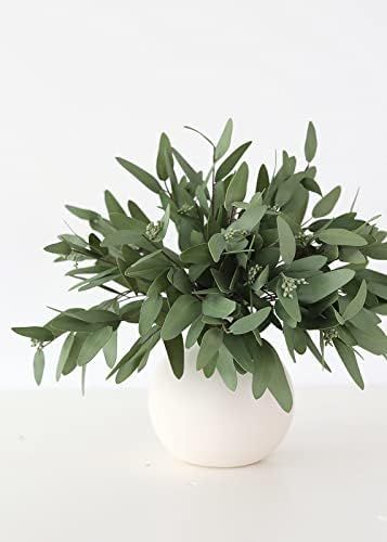 3 Pack Faux Real Touch Artificial Eucalyptus Leaves Stems with Seeds 31'' Tall Fake Seeded Leaves Ol | Amazon (US)
