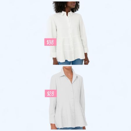 White tiered peplum button front shirt 

#LTKFindsUnder50 #LTKOver40 #LTKFindsUnder100