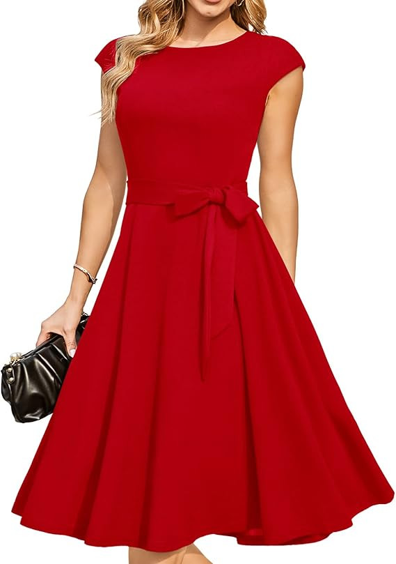 Women Vintage Cocktail Dresses, 2022 Tea Party Dress, Modest Wedding Guest Dress | Amazon (US)