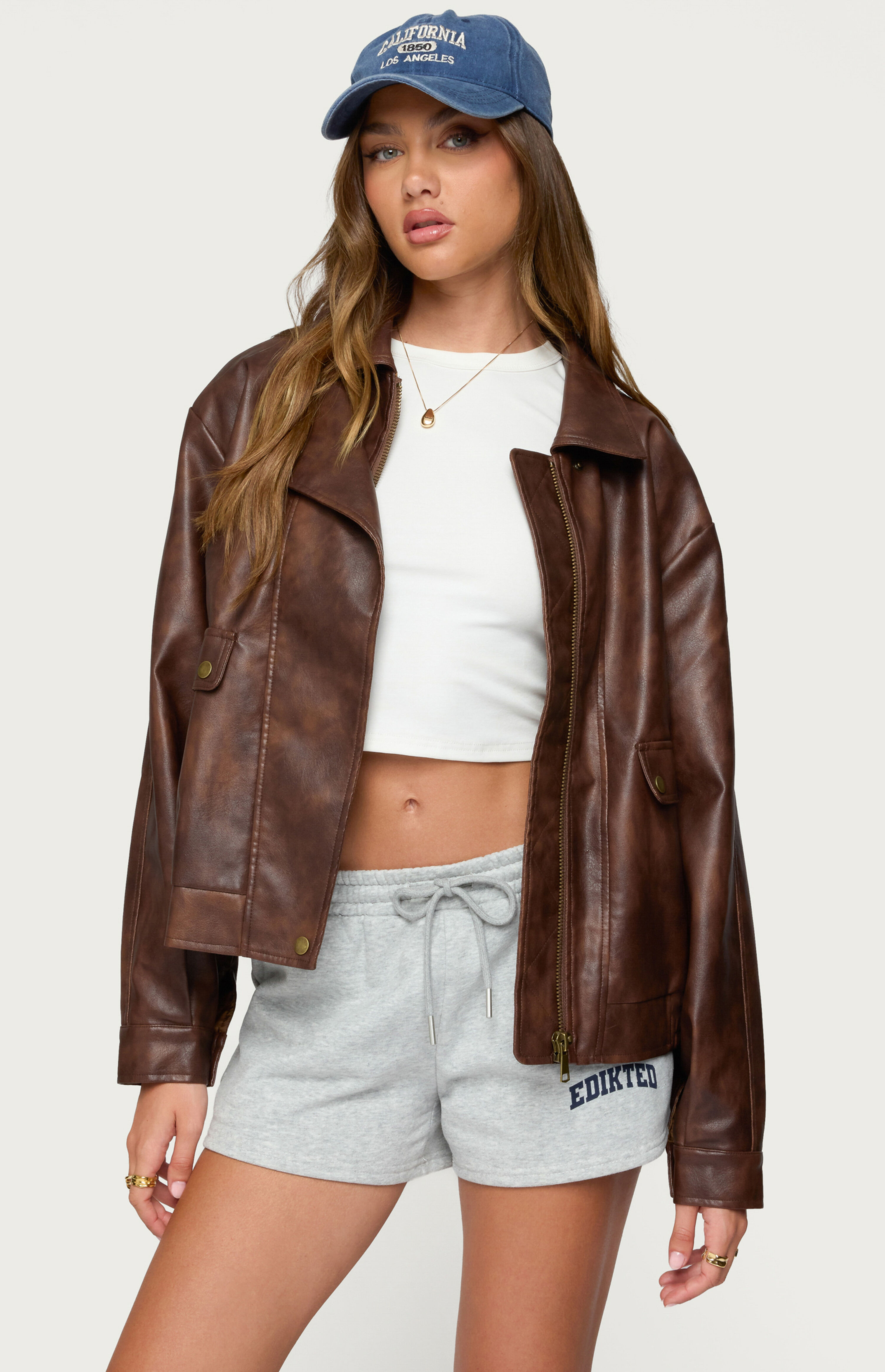 Edikted Ardella Oversized Faux Leather Jacket | PacSun
