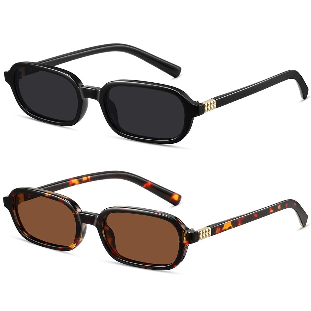 Retro Rectangle Sunglasses for Women Men Trendy Vintage Small Square Sun Glasses 90s Fashion Cute... | Amazon (US)