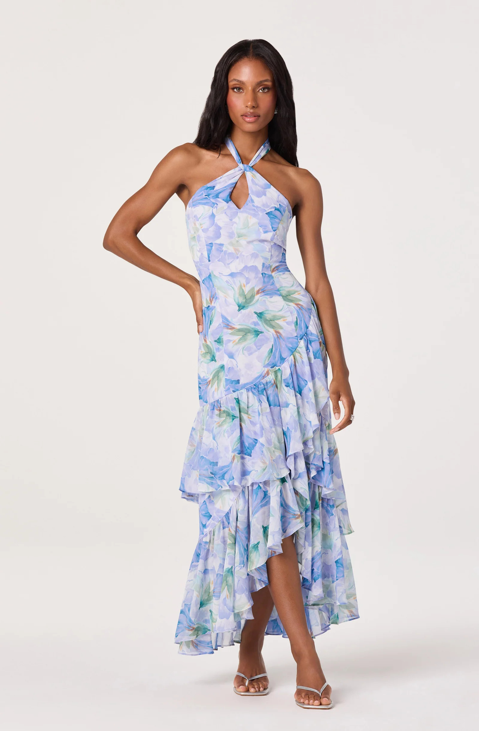 Bethina Floral Halter High-Low Dress | ASTR The Label (US)