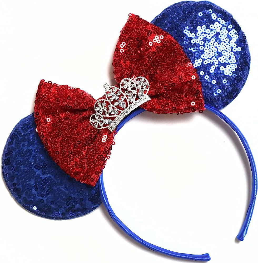 CL GIFT Snow White Tiara Minnie ears, Snow White Ears,Blue Yellow Minnie Ears, Princess Mickey Ea... | Amazon (US)
