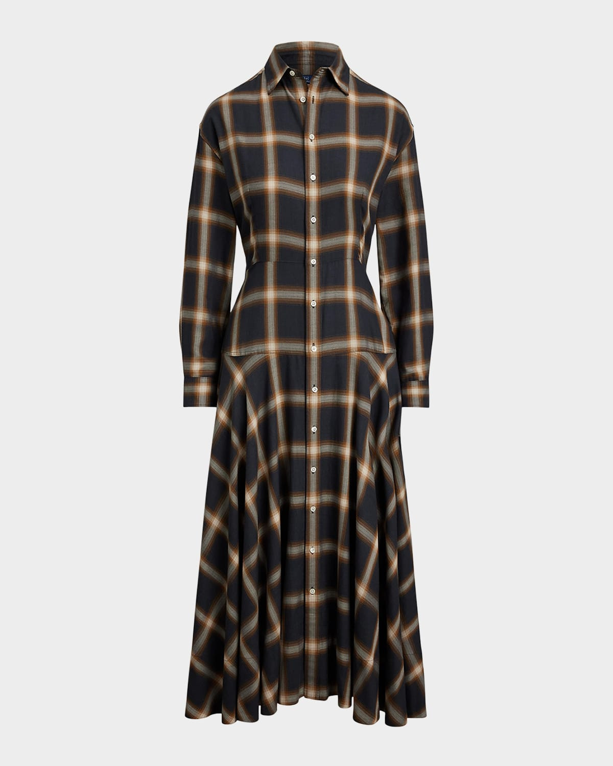 Plaid Twill Paneled Shirtdress | Neiman Marcus