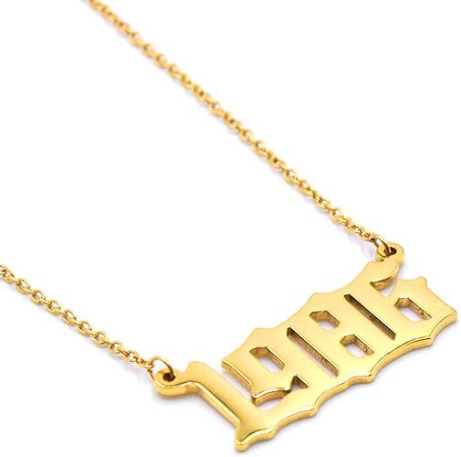 VLINRAS Birth Year Number Pendant Necklace for Women and Girls Birthday Gift Charm Friendship Jew... | Amazon (US)