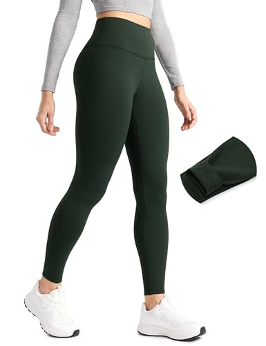CRZ YOGA Matte Thermal Fleece Lined Leggings 28'' - Casual Lounge Workout Womens Yoga Full Length... | Amazon (US)