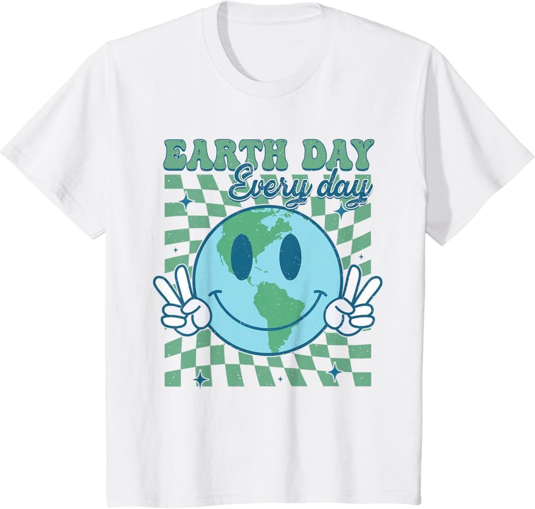 Earth Day Everyday Smile Face Hippie Planet Anniversary T-Shirt | Amazon (US)