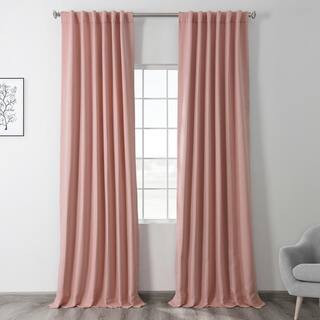 Exclusive Fabrics & Furnishings Taffy Pink Rod Pocket Blackout Curtain - 50 in. W x 84 in. L-BOCH... | The Home Depot