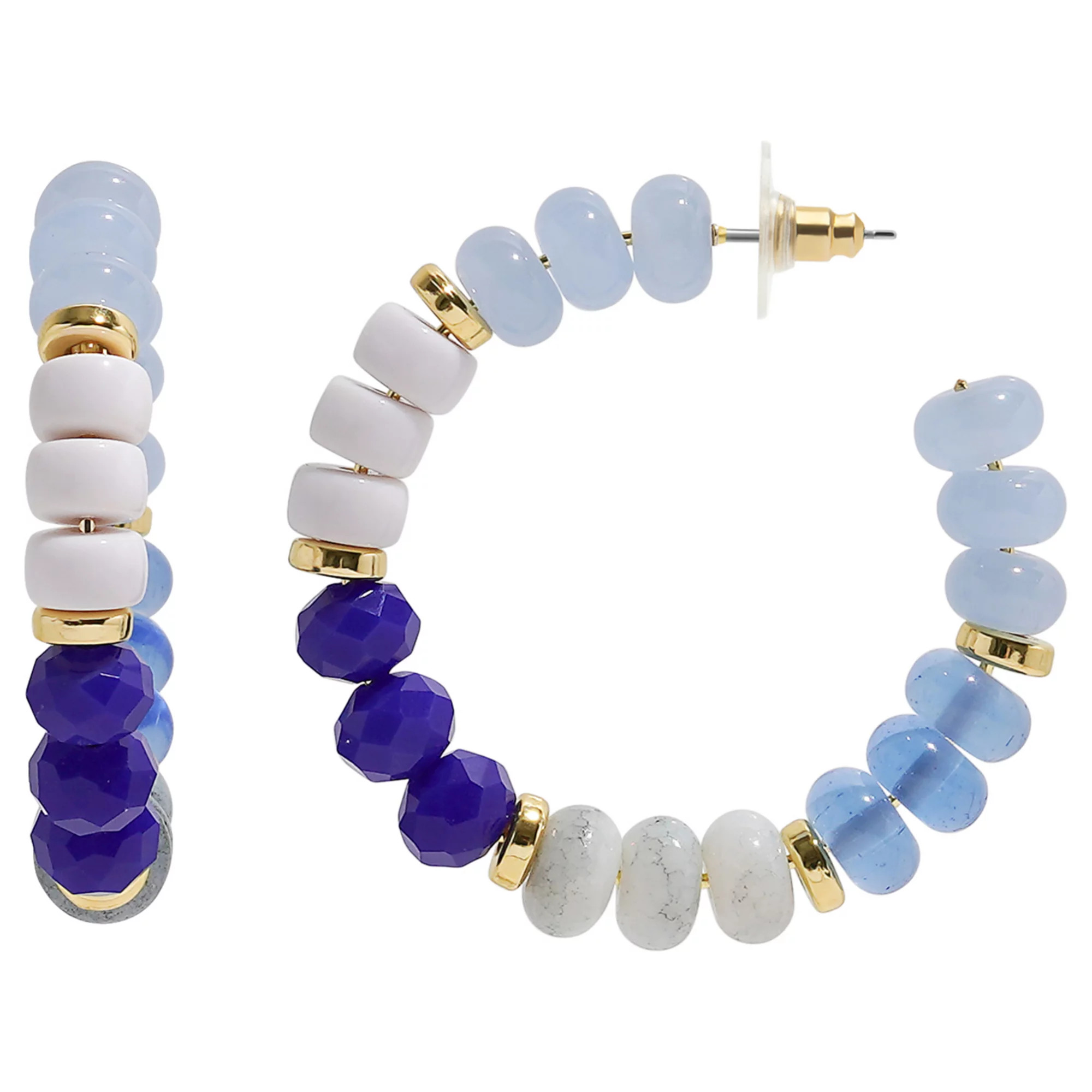 Emberly Gold-Tone Multicolor Beaded J-Hoop Earrings | Kohl's