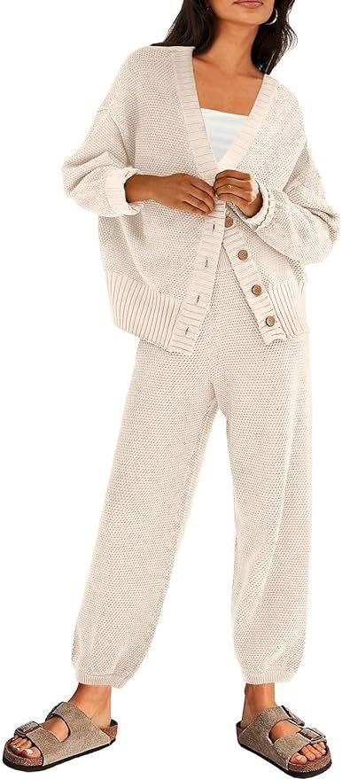 LILLUSORY Womens Cardigan Pants Sets 2 Piece Slouchy Loungewear Sweater Sets | Amazon (US)