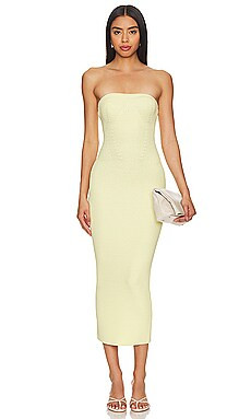 LPA Arden Strapless Knit Midi Dress in Baby Yellow from Revolve.com | Revolve Clothing (Global)
