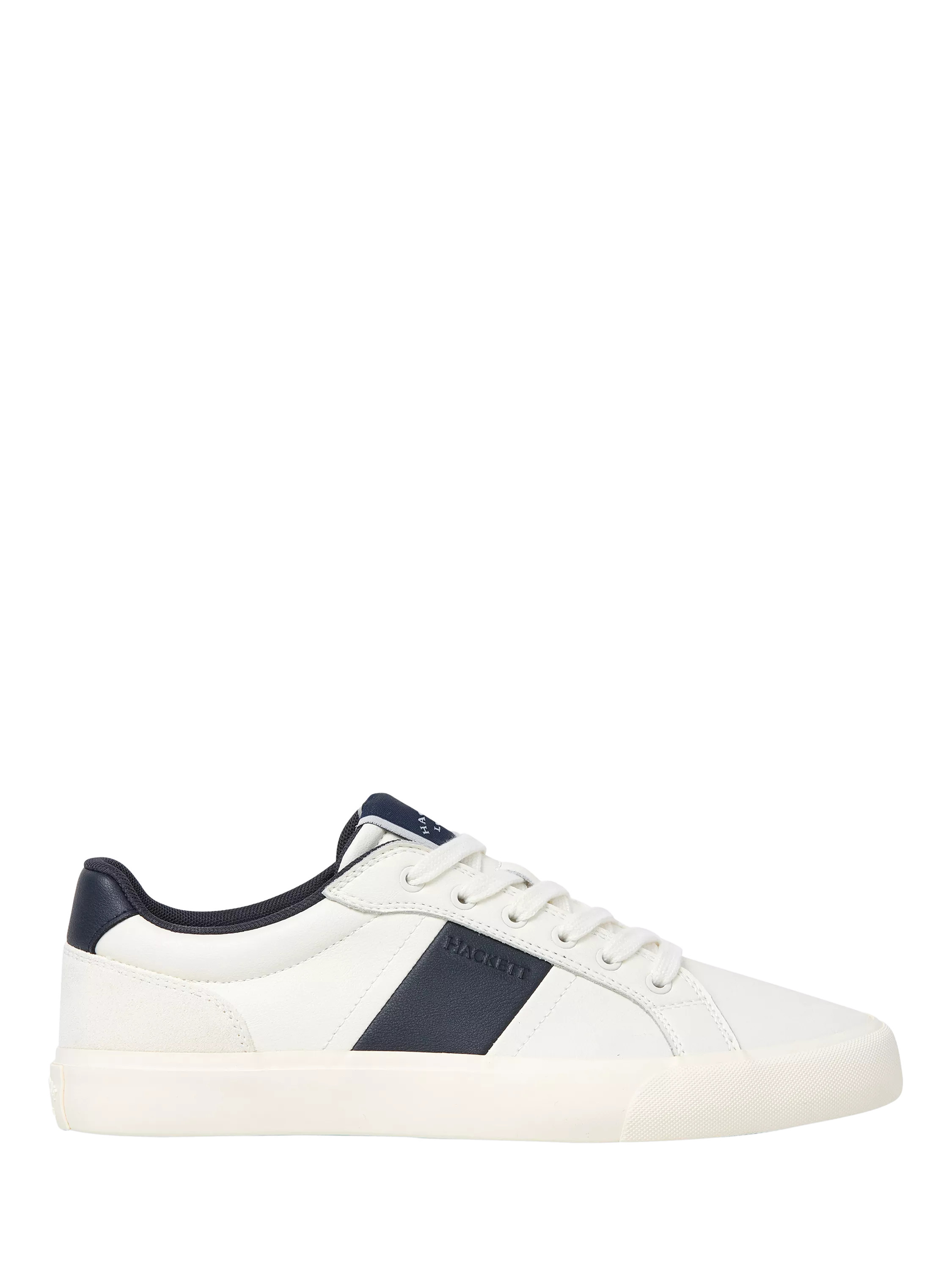 Hackett London Blake Leather Trainers, White/Blue | John Lewis (UK)