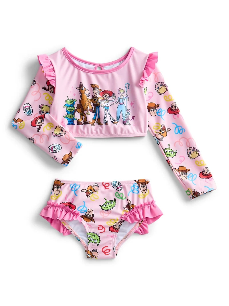Character Toddler Girl Long- Sleeve Rash Guard Swimsuit, 2-Piece, Sizes 12M-5T | Walmart (US)