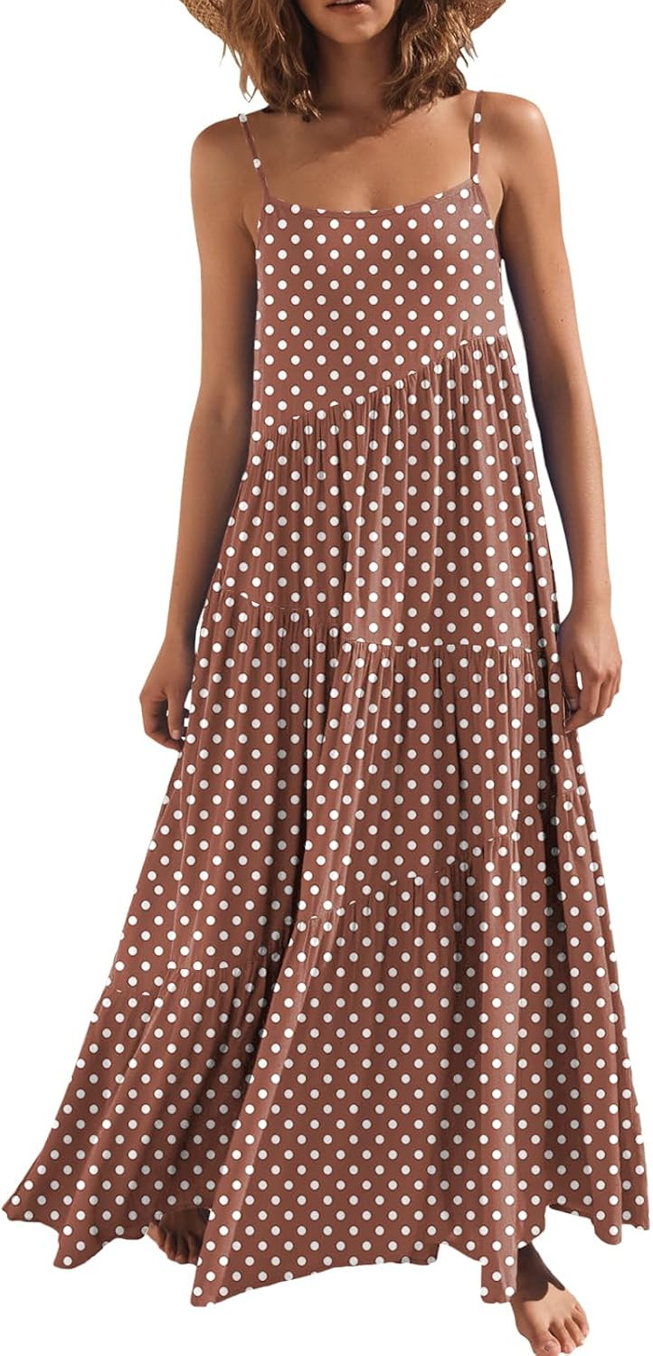 ANRABESS Women Summer Casual Loose Sleeveless Sundress Spaghetti Strap Flowy Boho Linen Beach Vacation Maxi Long Dress | Amazon (US)