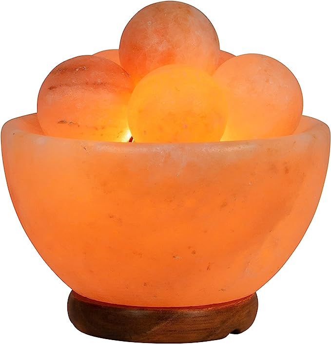 Himalayan Fire Bowl Salt Lamp with 6 Massage Balls Premium Quality Authentic from Pakistan | Amazon (US)