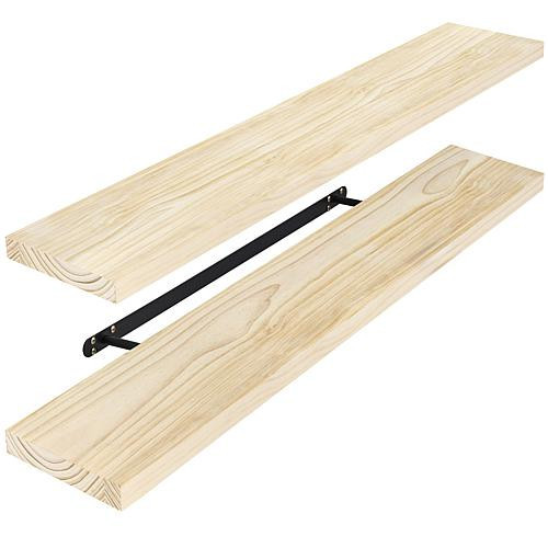 Sorbus Solid Pine Wood Floating Shelves, 9"" x 35"", 2-Pack - Ivory/Off White | HSN