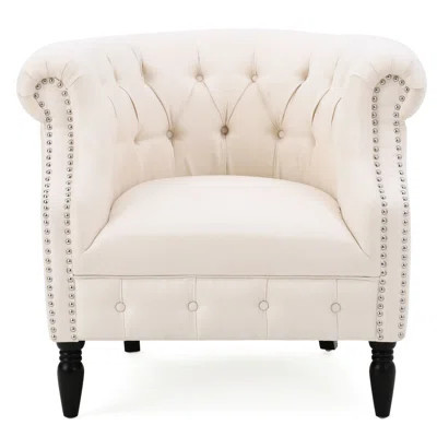 Club Chair In Beige, Long-lasting Comfort Experience, Back And Studded Arms, 30.16"h Beige Chair, With High Back | Wayfair North America