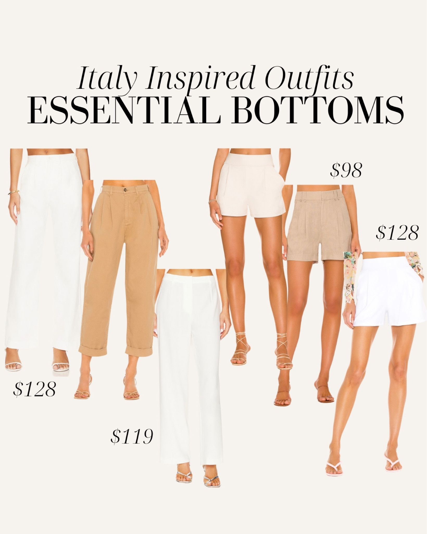 Italy inspired outfits, essential bottoms, trousers, linen shorts, summer shorts, summer pants, workwear, vacation outfit, Europe outfit 

#LTKstyletip #LTKtravel