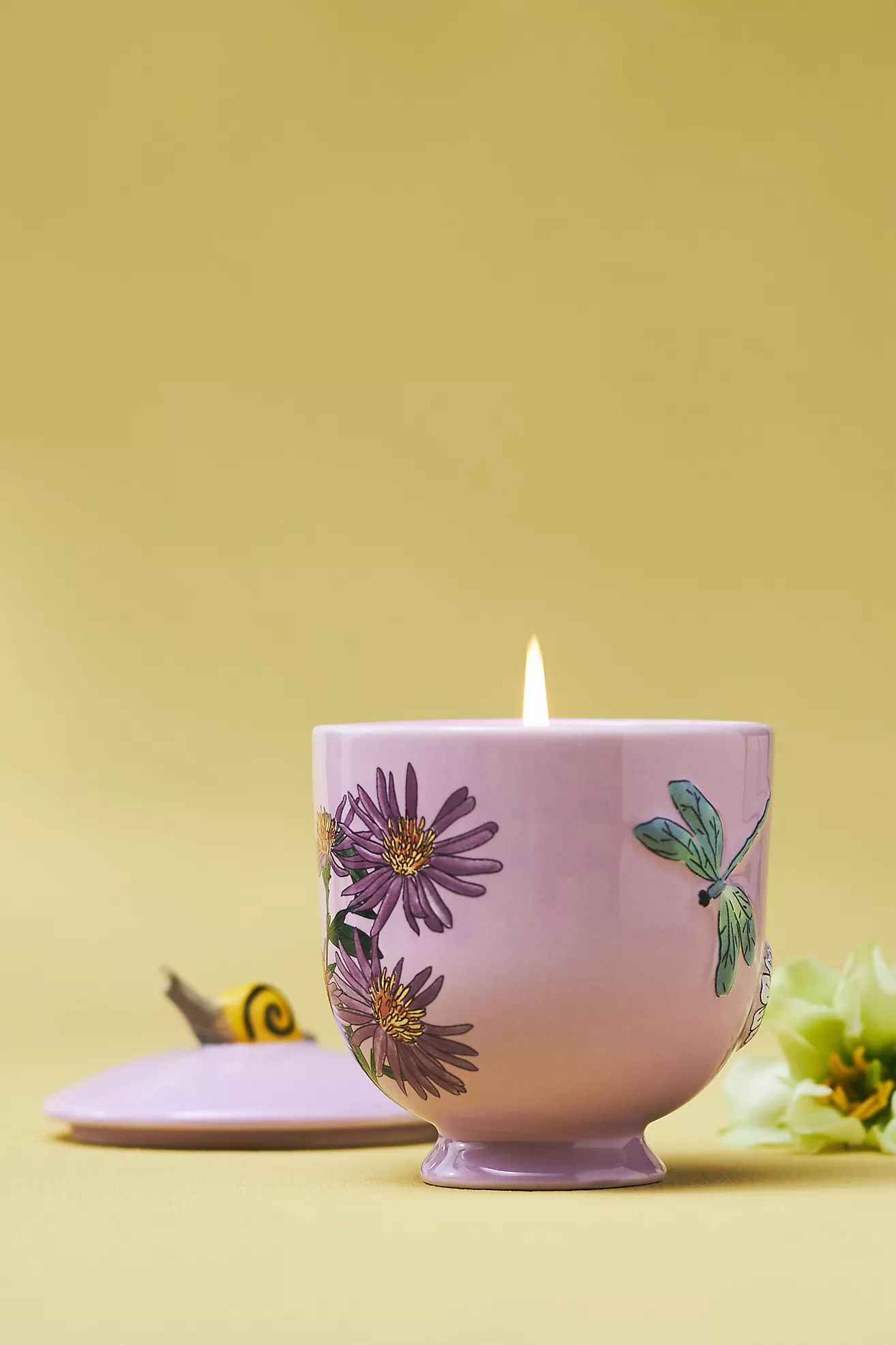 Faye Floral Night Gardenia Ceramic Candle | Anthropologie (US)