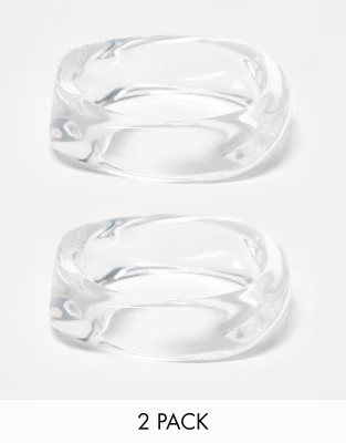ASOS DESIGN pack of 2 bangle bracelets with clear resin detail | ASOS (Global)
