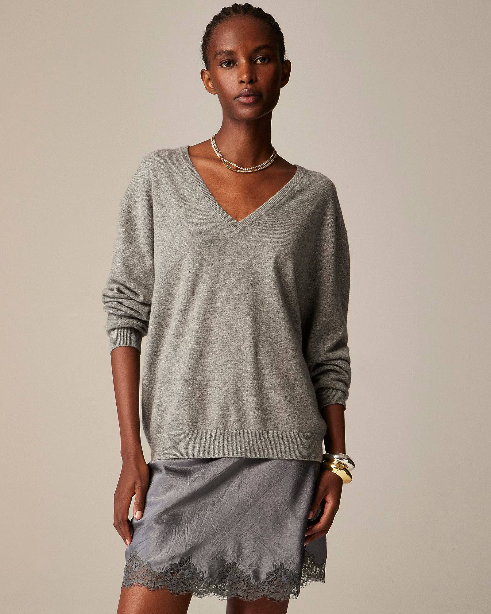 Cashmere relaxed V-neck sweater | J. Crew US