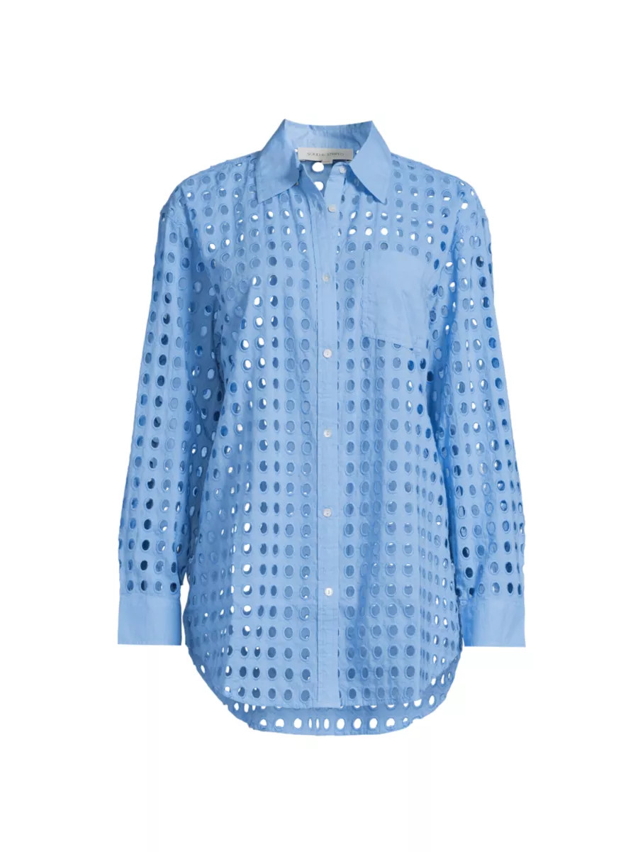 The Oxford Eyelet Cotton Long-Sleeve Top | Saks Fifth Avenue