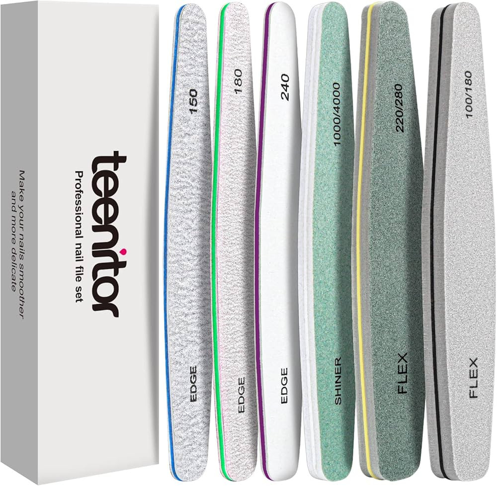 Teenitor Nail File Nail Buffer, 6 pcs Nail Files and Buffers for Natural Nails, Emery Boards for ... | Amazon (US)